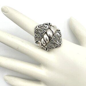 CAROLYN POLLACK sterling ring size 9.75 silver 2-piece ornate swirl band RELIOS